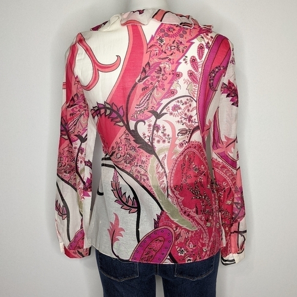 Elie Tahari pink white Franca blouse XS - Picture 2 of 7